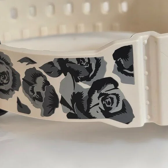 Casio G Shock White with Rose print on band